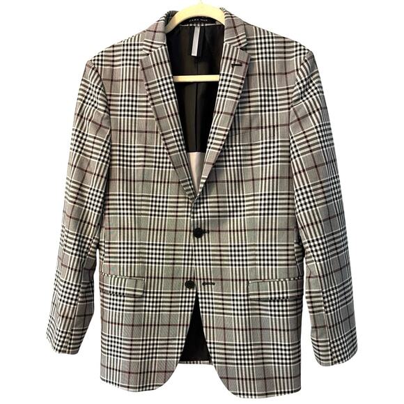 Zara men’s blazer suite gray and red Christmas suit sz38 - Picture 1 of 6